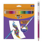 BIC Kids Uitwisbare kleurpotloden Illusion Evolution - pak van 24 stuks Pack de 