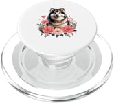 Roses Flowers Alaskan Malamute Malamutes Valentines PopSockets PopGrip for MagSafe