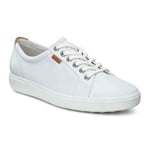 Ecco Shoes Soft 7 Womens Ladies White Leather Lace Up Shoes Trainers Size Uk 4-8