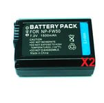 Mondpalast2 x Remplacement Batterie NP-FW50 1500mah avec infochip pour Sony NEX-5 NEX-5R NEX-5N