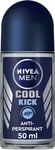 NIVEA MEN Cool Kick Anti-Perspirant Deodorant Roll on Pack of 6 (6 X 50 Ml)