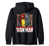 Marvel Iron Man Tony Stark Tech Beneath the Helmet & Logo Zip Hoodie