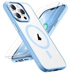 ORETECH Coque pour iPhone 13 Pro Max avec [2 Verre Trempé Protection écran] Protection Antichoc Militaire Coque Magnétique iPhone 13 Pro Max Coque iPhone 13 Pro Max Mag Safe 6.7" Bleu Sierra