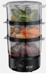 Russell Hobbs 3-Tier Food Steamer with Baskets & Rice Bowl, 7 Litres, Matt Black