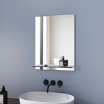 Miroir de salle de bain 45x60 cm Miroir Mural avec Étagère en verre - Meykoers
