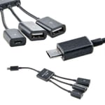 3 in 1 Micro USB Male To Female Double USB 2.0 & Micro USB OTG Adapter Cable