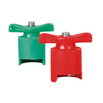 Spotlight - Lot de 2 cosses coupe circuit type robinet, cosse de batterie type robinet - Positif rouge, négatif vert - 1 lot de 2 pièces - Convient à tous types de véhicules