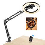 Evershop Ring Light with Tripod Stand & Phone Holder Overhead Mount,10" Ringlight Desk Streaming Selfie Phone Halo Light Flexible 3 Light Colors+10 Brightnesses 360°Rotatable Lighting Tiktok YouTube