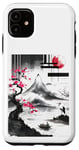 iPhone 11 Japanese Art Tree Red Moon With Birds Flying in Background Case