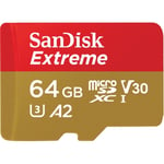 SANDISK Extreme microSDXC 64GB + SD Adp (SDSQXA2-064G-GN6MA)