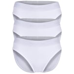 Marc O Polo Slips Femme, Pack De 3 - Brief, Ceinture Avec Logo, Organic Cotton Stretch Blanc L (Large)