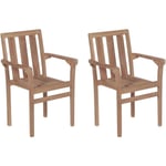 Lot de 2 Chaises empilables de jardin，Siège de Terrasse Chaise d'extérieur Bois de teck solide CFW661219