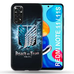 Cokitec Coque pour Xiaomi Redmi Note 11/11S Manga Attaque Titans Noir Multicolore