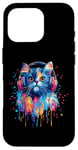 Coque pour iPhone 16 Pro Persian Cat Lovers Pop Art Casque audio amusant chat persan