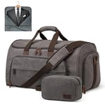 S-ZONE Sac à vêtements Convertible Unisexe 2 en 1 en Toile Sac de Costume Carry on Garment Bag avec Trousse de Toilette pour Voyage, Vacances, Voyages d'affaires, Gris