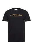 Copenhagen Print Tee S/S Tops T-shirts Short-sleeved Black Lindbergh