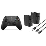 Xbox Manette Noire Sans Fil - Carbon Black+Venom Pack double batterie rechargeable haute capacité 1100mAh - Noir Series X & S One