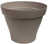 POETIC - Pot de fleurs pour l'extérieur - Pot de fleurs rond - Couleur taupe - Pot de plantes en plastique recyclé - Ø39 x H31,2 cm