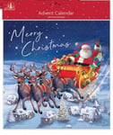 Children's Christmas Advent Calendar - Santa Reindeers & Sleigh 11" x 11"