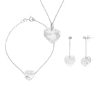 Diadema Womens - Set Swarovski Heart - Necklace, Bracelet, Earrings - Love Jewelry Collection Silver Sterling - One Size