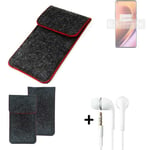 Cover for OnePlus 8 Pro dark gray red edges Sleeve + earphones