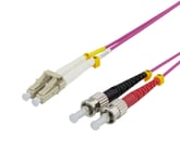 Deltaco OM4 Fiber cable, LC-ST Duplex, 50/125, 3m, pink