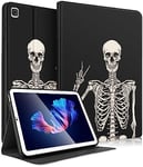 SurgeCraft for Samsung Galaxy Tab A7 Lite Case 8.7 Inch - Women Girls Cute Folio Cover Skull Skeleton Funny Gothic Cool Design for Samsung A7 Lite Tablet Cases SM-T220 / T225 / T227