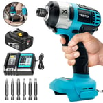 Pilote d'impact, sans fil brushless impact Rig Driver, tournevis électrique avec lampe de travail LED, pilote peigne inversé, batterie 1x 5500mah et chargeur, compatible avec les batteries Makita