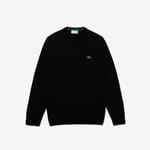 Lacoste V-Neck Wool Sweater Black Jumper Mens Size M Medium Sweatshirt BNWT