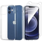 Coque pour iPhone 12 Mini Ultra Transparente Silicone en Gel TPU Souple et 2 × Verre trempé pour iPhone 12 Mini Film Protectio[1239]