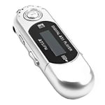 USB MP3-spelare Bärbar Musikspelare Digital LCD-skärm 4 GB Lagring FM-radio Multifunktionell MP3-musikspelare USB-minne Fk [DB] Silver