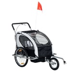 Collapsible 2-Seater Kids Bike Trailer with Pivot Wheel Hitch Coupler