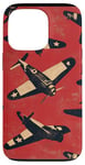 Coque pour iPhone 13 Pro Coque de téléphone rétro à rayures rouges vintage WWII P40 Tiger Warbird