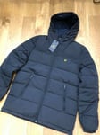 Brand Lyle And Scott Wadded Winter Zip Through Hooded Jacket Black Xl