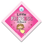 Little Princess On Board Car Sign, Baby On Board Princess Suction Cup Car Sign