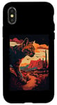 Coque pour iPhone X/XS Silhouette de Cougar vintage avec coucher de soleil de montagne rétro