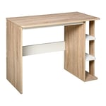 HOMCOM Bureau Informatique Table d'ordinateur dim. 100L x 44l x 74H cm 3 étagères latérales en Bois Couleur chêne Clair Blanc, pour Travail, Moderne