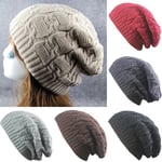 Casual Stickad Mössa Dam Vinter Mjuk Varm Stickad Beanie Hat - stock black