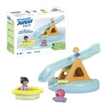 PLAYMOBIL Junior 71687 Ilôt avec toboggan aquatiqueComprend deux personnages, un bébé pieuvre et des accessoires - Dès 1 an