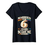 Womens Married 6 Years Gay Lesbian 6th Wedding Anniversary LGBTQ V-Neck T-Shirt