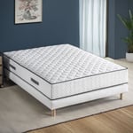 Ensemble matelas + sommier 160 x 200 cm - 672 Ressorts ensachés - 7 zones de confort - 24 cm - Équilibré - DEKO DREAM Détente