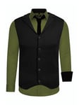 Rusty Neal Khaki/Svart Skjortesett - Skjorte/Vest/Slips