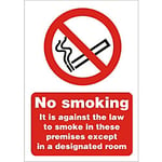 Prohibition Sign Against the Law to Smoke on these Premises Vinyl 14.8 x 21 cm