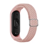 Klockarmband Nylon kompatibel med Xiaomi Mi Band 3/4/5/6/7/NFC Rosa