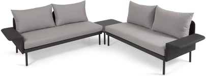 Zaltana, Udendørs sofasæt, sort, aluminium
