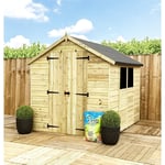 9 x 8 Pressure Treated Low Eaves Apex Garden Shed with Double Door