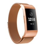 Fitbit Charge 3 luxury milanese watch strap replacement - Rose Gold