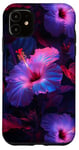 iPhone 11 Aesthetic Hawaiian flower Purple Hibiscus Flowers Girl Case