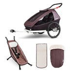 CROOZER Kid Vaaya 2 sykkeltilhenger for barn inkludert solbeskyttende vintersett Blossom Red