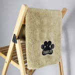 Personalised Paw Print Microfibre Pet Towel Cream